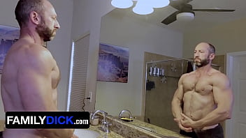 Preview 1 of 60 Plus Milfs - Shy StepSon Rob Quin Helps Shaving His Hunk StepDad Muscled Madison&#039_s Balls - FamilyDick