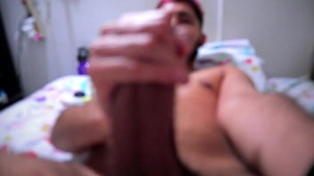 Preview 2 of Male Caning Tied - Jerking my big uncut cock until I cum directly in my mouth. My own cum tasted so good. I wish I could selfsuck too - Camilo Brown