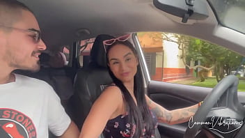 Preview 1 of Sapasal Sex Video - Intense deepthroat on car and she swallow it!