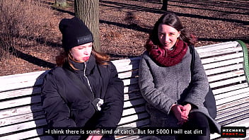 Preview 1 of Schooltube Nude - Try it! Street Bet With Stranger Girls - Public Agent - POV