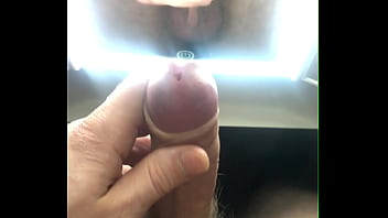 Preview 1 of Frinces Anal - Jerking off and cumming in front of the mirror close-up! Big load! Man&#039_s moans! Uncut big cock!