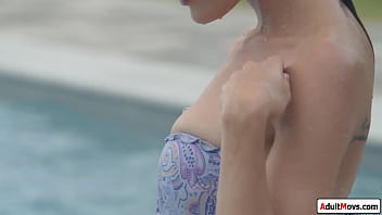 Preview 1 of Rub It Baby - Petite small tits babe fucked outdoors