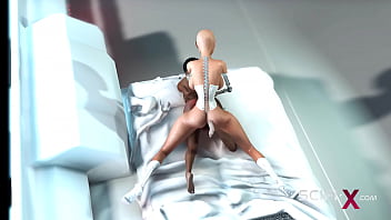 Preview 2 of Morreset Amon - Female sex android plays with a sexy ebony in the space station