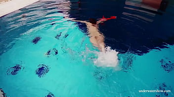 Preview 4 of Www Animal And Women Sex - Adorable brunette teen swimming naked