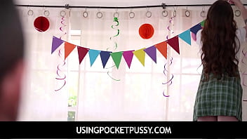 Preview 1 of First Time Sex Vergina Broken - UsingPocketPussy - Freeuse Hot Teen Step Sisters Threesome With Stepdad On Birthday
