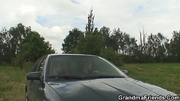 Preview 1 of My Mom Cash - Two buddy share mature woman outdoors