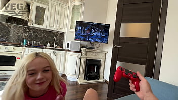Preview 2 of Call Girl F Video - I HELPED MY STEPSISTER WIN IN MORTAL KOMBAT AND FUCKED