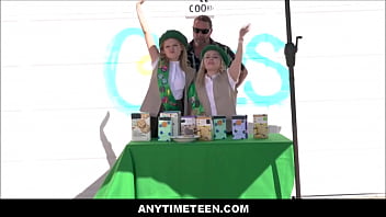 Preview 1 of Kampoz Me Jewal - AnytimeTeen - Tiny Freeuse Teen Girl Scouts Stepdaughters Freely Used By Stepdad At Cookie Stand - Coco Lovelock,  Haley Spades,  Jack Vegas