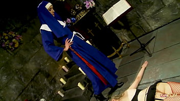 Preview 1 of Brandy Tube - Naughty nun loves playing with her blonde sex slave and having her shaved pussy eaten