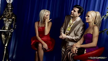 Preview 1 of Mother Kiss After Cum - Smoking hot sluts get talked into pleasing a guy together