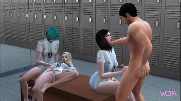 Preview 3 of Girls Girls Sex And - [TRAILER] Lionel Messi celebrating the world cup with three argentina fans