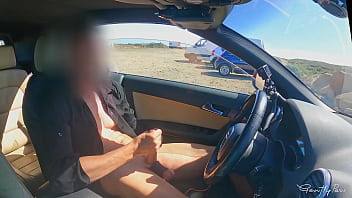 Preview 1 of Sex With My Aunt - FACE REVEAL of the two girls: dick flash exhibitionism in car for two perfect body girls.