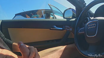 Preview 4 of Sex With My Aunt - FACE REVEAL of the two girls: dick flash exhibitionism in car for two perfect body girls.