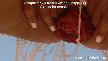 Preview 4 of Marica Anal Fisting And Enema - Hotkinkyjo fuck her ass with red dragon dildo at the beach and anal prolapse
