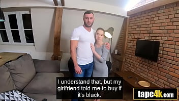 Preview 1 of Mom Kneels - Tiny Russian Cutie Owned For Money In Front of Her Broke Boyfriend - Nata Ocean