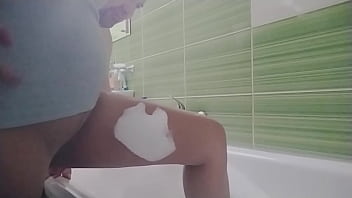 Preview 1 of Kris Miss - Sexy ass big tits  wet pantyhose and shirt touched in the bath