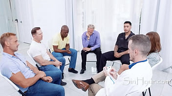 Preview 1 of Frs Wife - MILF Serves Bunch Of Grieving Male Widowers