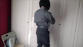 Preview 2 of Bad Mom Com - Chantal striptease with male clothes
