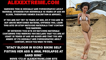 Preview 1 of Pakistan Sarajevo Xnxx - Stacy Bloom in micro bikini self fisting her ass &amp_ anal prolapse at sand mine
