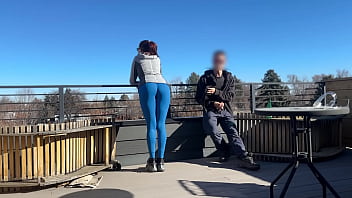 Preview 2 of Hd Bpxx Com - DICKFLASH ROOF ADVENTURE: a little redhead slut gives me a fast handjob and blowjob while her boyfriend waits Bigmax8inch