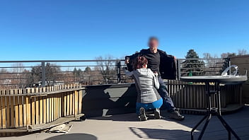 Preview 3 of Hd Bpxx Com - DICKFLASH ROOF ADVENTURE: a little redhead slut gives me a fast handjob and blowjob while her boyfriend waits Bigmax8inch