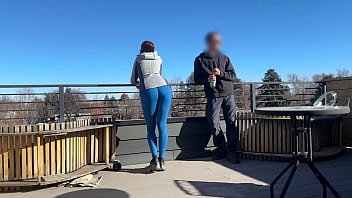 Preview 1 of Hd Bpxx Com - DICKFLASH ROOF ADVENTURE: a little redhead slut gives me a fast handjob and blowjob while her boyfriend waits Bigmax8inch