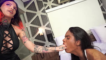 Preview 2 of Assam Licking - 1.50m slim Brazilian indian Jasmine Santanna disciplined by Qween Goddess then gets her ass stretched &amp_ fucked by BBC (Anal,  BBC,  fem bully,  spit,  lez rim,  Ball deeps,  hard fuck) OB111