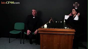 Preview 1 of Gigi Allens Boobs - CFNM femdom group BJ by students in uniform and nun teacher