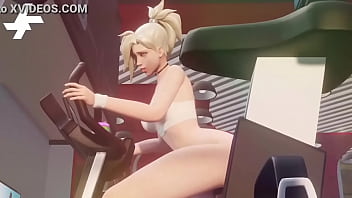 Preview 4 of Licking Pussy Pants - A Girl on a Bicycle Fucking Machine