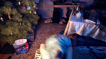 Preview 2 of Milf With Vibrator In Hotel - STEPSISTER SUCKS UNDER THE CHRISTMAS TREE