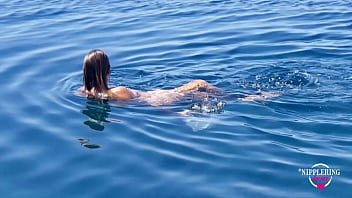 Preview 4 of N Hjg - nippleringlover kinky mother extreme pierced nipples and pussy swimming naked ad public beach