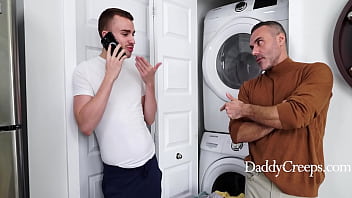 Preview 1 of Danny Fuck Kiki - Stepson Stuck In Washing Machine Used By Stepdad - Manuel Skye,  Ryan Jacobs