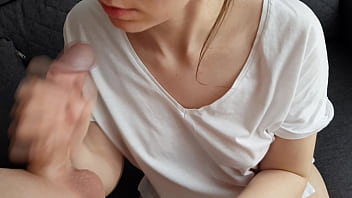 Preview 3 of Chhin Sex Videos - I Was Licking His Cock And He Came On My New Shirt! POV!