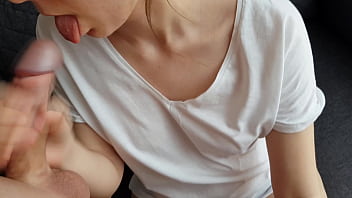 Preview 1 of Chhin Sex Videos - I Was Licking His Cock And He Came On My New Shirt! POV!