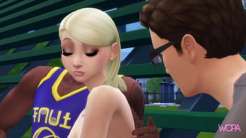 Preview 4 of Rakha Sex Actres - Girlfriend cheats in front of boyfriend with basketball player