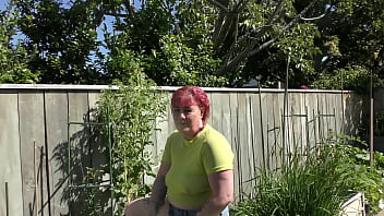 Preview 4 of Saree Village - Kiwi trashy MILF pisses in the garden to make the vegetables taste even better