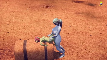 Preview 1 of Mature Big Ass Webcam - Futa Dark Elf vs Petite Goblin Girl on the farm. [GAME: Breeders of the Nephelym]