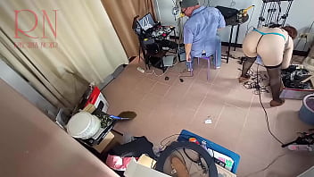 Preview 3 of Sexy Nude Lap Dance Videos - A naked maid is cleaning up in an stupid IT engineer&#039_s office. Real camera in office. Cam 4