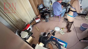 Preview 1 of Sexy Nude Lap Dance Videos - A naked maid is cleaning up in an stupid IT engineer&#039_s office. Real camera in office. Cam 4