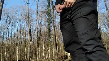 Preview 3 of Miss Raquel Doggy - Young guy peeing in the woods with his uncut dick!