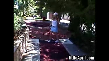 Preview 1 of Denise Masino Redtube - Teen little april goes solo outdoors
