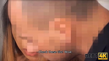 Preview 2 of Skiny Boy And Milf - DEBT4k. Smart beauty initiates sex with collector to delay paying debt