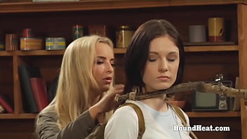 Preview 3 of Pussy Blood In Fucking - Bound Lesbian Slave Prepared To Be Whipped By Dominant Mistress