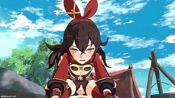 Preview 3 of Moms Fuck Son Hard - &#039_Outride Her&#039_ - Genshin Impact Amber x Aether Animation