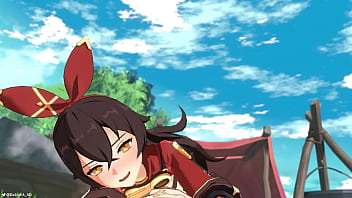 Preview 4 of Moms Fuck Son Hard - &#039_Outride Her&#039_ - Genshin Impact Amber x Aether Animation