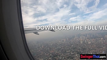 Preview 3 of Bus Sex Temper - Airplane ride and amateur sex in the hotel with his Asian teen girlfriend