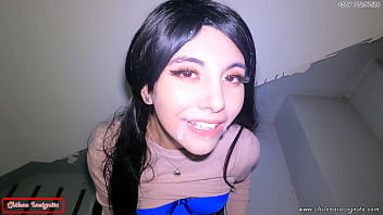 Preview 4 of Www Xnxxx Teen - VECINO me ATRAPA masturbandome en la escalera de emergencias y me castiga tirandome su SEMEN en la cara