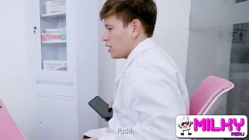 Preview 1 of Teen Masturbating Fully Clothed - Therapy for sexual impotence with nurse Gaby
