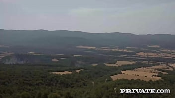 Preview 1 of Karina Chut Me Land - Private.com - Brunette Hottie Kate Quinn Milks A Dick In The Mountains