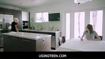 Preview 1 of Public Tpuching - UsingTeen -  Teen Step Daughter Is Anytime FreeUse For In Kitchen - London Rose,  Tristan Summers